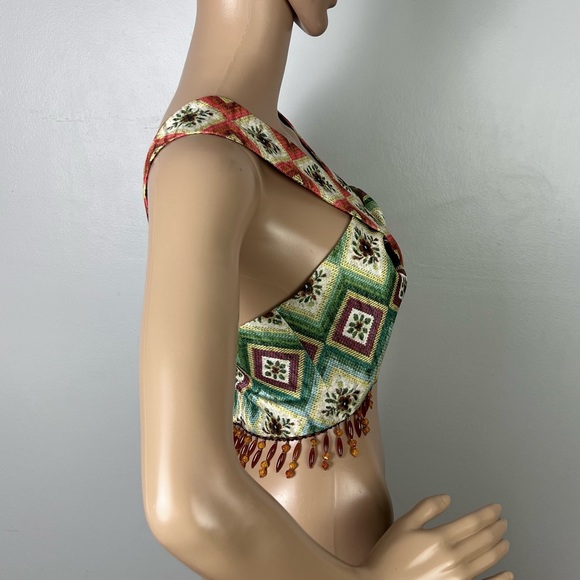 NEW AUTUMN ADEIGBO PRINTED TWIST-FRONT CROP TOP - Picture 5 of 9
